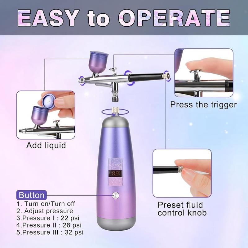 Dpaaoyer Airbrush Kit for Nails 32PSI Air Brush Kit with