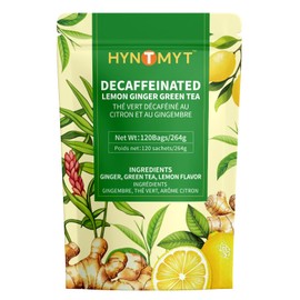 HYNTMYT Decaffeinated Lemon Ginger Green Tea Bags, CO₂ Decaf Green Tea with Lemon and Ginger, Refreshing and Revitalizing, 120 Count