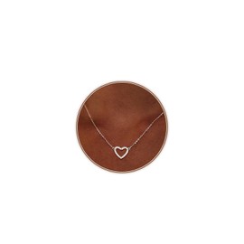 Zeffy Silver Cubic Zirconia Heart Necklace Open Heart Choker Necklaces Trendy Dainty Simple Silver Jewelry for Women Gifts