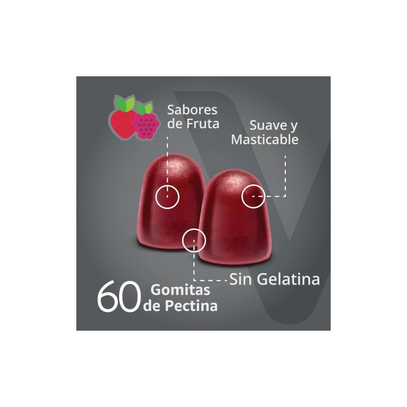 Gomitas de fibra de 5 g, 60 unidades, 1 paquete