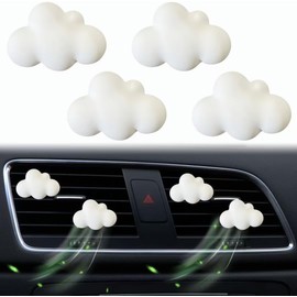 4 Stück Wolken-Lüftungs-Clips, niedliche Lufterfrischer-Clips, lustige Auto-Diffusor-Lüftungs-Clips, Auto-Innendekoration, Charm-Autozubehör, Auto-Dekoration für Frauen, Auto-Aroma-Diffusoren (weiß)