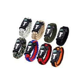 Kissmi 8 Pack Paracord Bracelet Survival Gear with Compass, Fire Starter, Whistle and Emergency Knife,Best Wildness Survival -Kit for Camping/Hiking