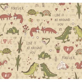 Stesha Party Dinosaur Valentines Day Wrapping Paper - Folded Flat 30 x 20 Inch (3 Sheets)