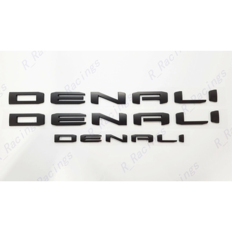 GMC 3pc Matte Black Door Rear DENALI Emblems Letters 2021-2023