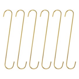 sourcing map 6pcs Long S Hooks 12 Inch Extra Long Metal S-Shaped Hanging Hooks High Manganese Steel S Hanger Storage Organizing Tool for Kitchen Garden Bathroom Garage Closet, Gold Tone