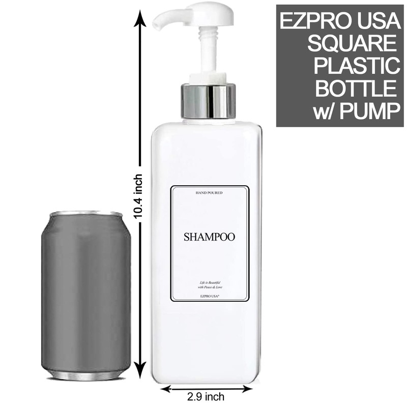 Empty Plastic Pump Bottles Square Shampoo Bottle Conditioner Soap Lotion
