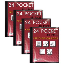 Better Office Products - Libro de presentación de 24 bolsillos, color negro, cubierta frontal con vista transparente, 48 páginas protectoras de hojas, hojas de 8.5 x 11 pulgadas, portafolios de arte,