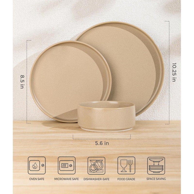 TheTerra Ceramic Dinnerware Sets for 6, 18 Pieces Handmade Reactive