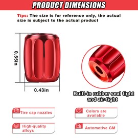 DUSCOKE 4 PCS Locking Car Tire Valve Stem Caps, Anti-Theft Wheel Valve Covers with Rubber Seal, Dust Proof Tire Air Stem Cover, Universal Auto Accessories for Car SUV Truck Motorcycle Bike (Red)