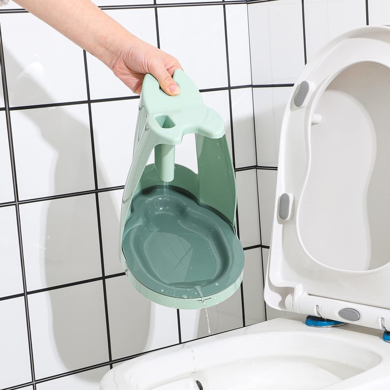 Cq acrylic Toilet Brush and Plunger Set,Green 3 in 1
