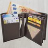 flevado Men's Wallet Full Leather RFID Protection Transparent Compartment Double