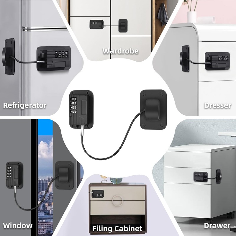 Ougourim Refrigerator Lock - Upgraded Combination Lock for Kids' Safety,