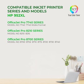 TCT 952XL Color Ink Cartridge 3 Pack - Premium Compatible Replacement for HP 952XL 952 XL Works with HP OfficeJet 7740 8702 8715 Pro 8210 8216 8218 8710 8714 8720 Printers (Cyan Magenta Yellow)
