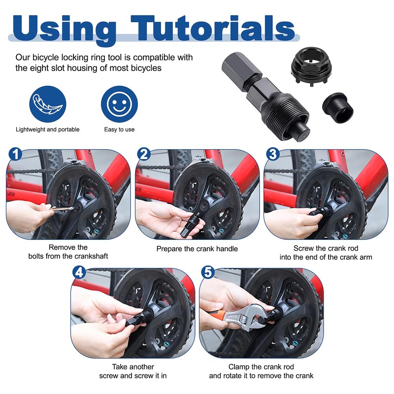 Bogoro Crank Remover Bicycle Black Crank Puller Bicycle Removable Bicycle