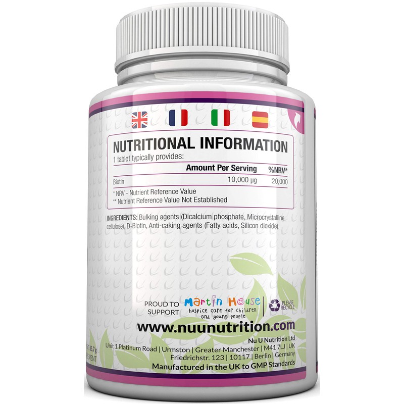 Biotin Hair Growth Supplement - 365 Vegan Tablets (Full Year