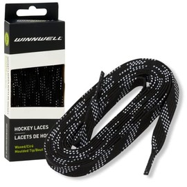 Winnwell Waxed Hockey Skate Laces - Ice Hockey & Roller Blade Skates Laces, Multiple Lace (Black/White, 72")