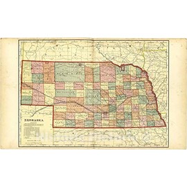 Historic 1904 Wall Map - Standard Atlas of Custer County, Nebraska : Including a plat Book of The Villages, Cities and townships of The County, map of The State - Nebraska 40in x 24in