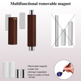 vnjaoi Multifunctional Nail Magnet,Cat Eye Magnetic for Nails,Detachable Design with Solid Wood Shell Protection, Strong Cylindrical Magnet for Cat Eye Nail Art (Large, Walnut Black)