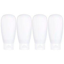 TSA Approved Travel Bottles Set for Toiletries Travel Size Containers Kit 4 Pack Portable Leak Proof Refillable Squeeze Cosmetic Airplane Essential Shampoo Hair Conditioner Body Lotion Bath Shower Gel