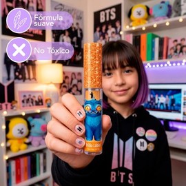 Set de Brillo Labial para Niñas Las Guerreras Kpop, 12 Brillos Glitter Coleccionables con Sabor Uva, Cereza y Bubblegum, Fórmula Vegetal No Tóxica, Li