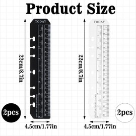 Yuanchu 6 Pcs A5 6 Hole Bookmark, Black/Clear Plastic Page Marker Pouch Pagefinder Measuring Today Ruler for A5 Size 6-Hole Binder Notebook Journal Magazine Rulers
