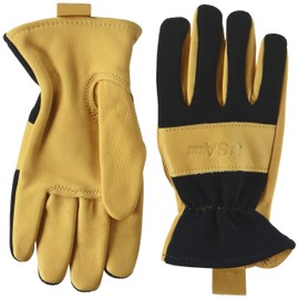 Midwest Gloves & Gear 177-M-AZ-6 USA Men's Glove, Size Medium, Black Spandex with Gold Leather