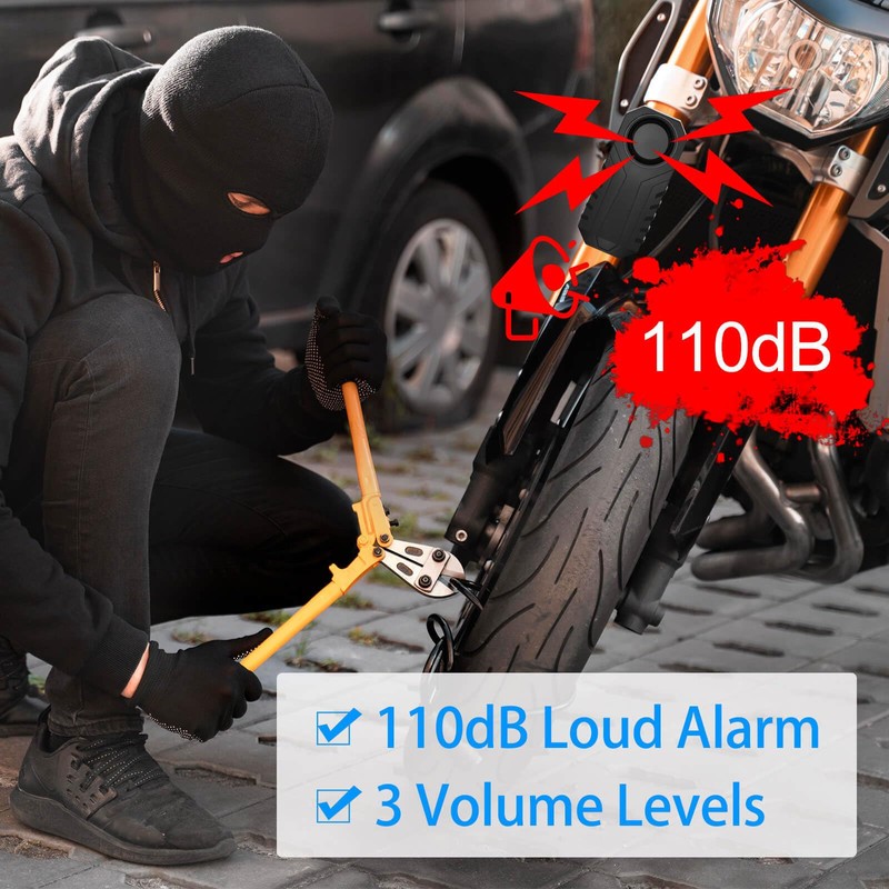 Bike Alarm, USUPERINK 110dB Wireless Vibration Motion Sensor with USB