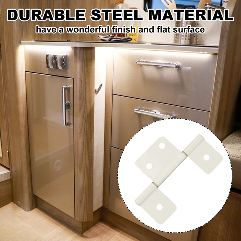 4 Pack White Three Leaf Non-Mortised Hinges with Screws, Perfect