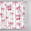 Cute Shower Curtain Pink Bow Fabric Shower Curtains for Bathroom