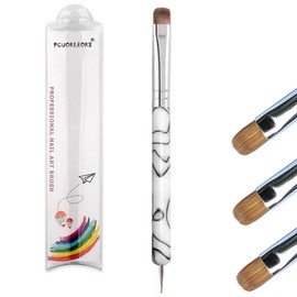 PCAORLEORS Acrylic Nail Brush, Dual-Ended Poly Gel Brush, Double Ended Acrylic UV Gel Nail Brush Gel Nail Tool for Acrylic Nails Extension (#12)