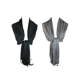 CTM Women's Classic Pashmina Style Shawl Wraps, Black/White
