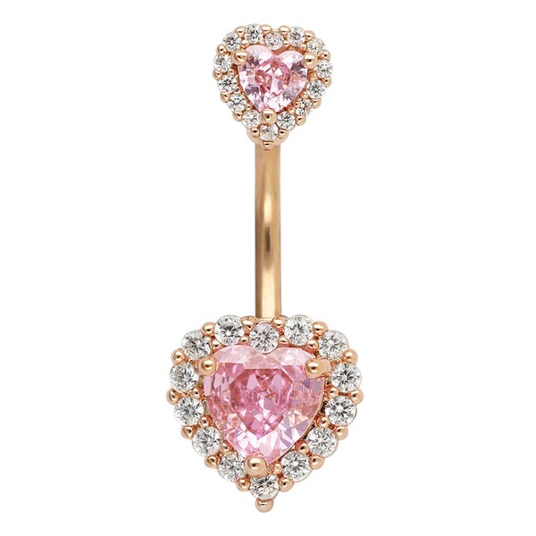 Excepro Belly Rings 316L Surgical SS PVD Plated Multicolor Heart