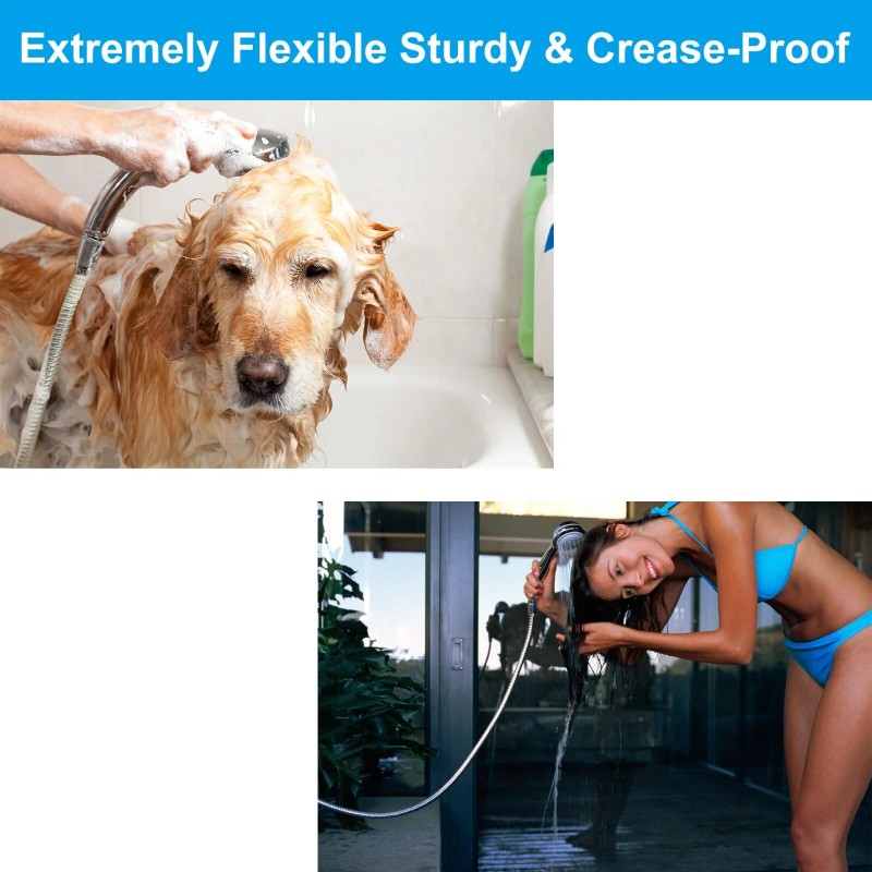 HIbbent 90'' All Metal Shower Hose, Extra Long Stainless Steel