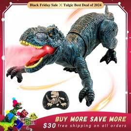 Remote Control Dinosaur Animal Toy, Spinosaurus and T-rex, swift movement & water spray, gift for boys:_[New]Blue T-rex