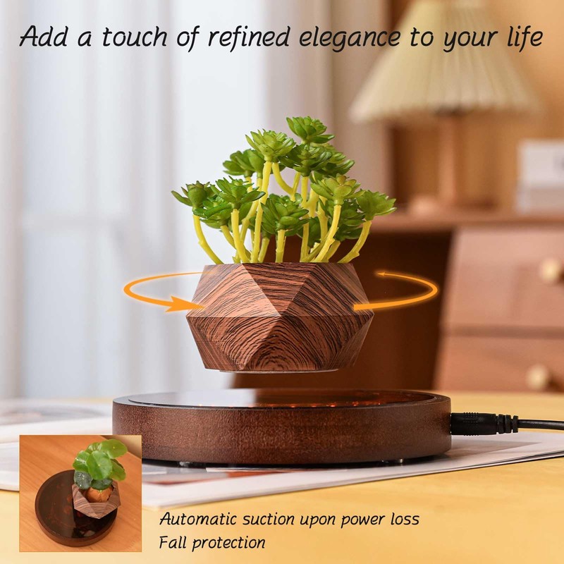 CENTRALEV Magnetic Levitating Plant Pot with LED Light, 360° Rotating