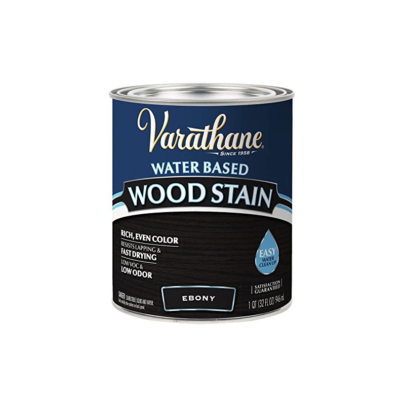 Varathane 381120 Water Based Wood Stain, Quart, Ebony