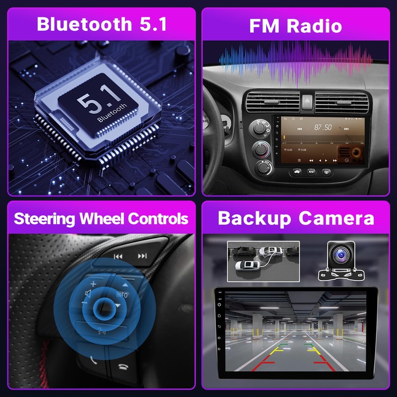 Leadfan Car Stereo Radio for Honda Civic 2001 2002 2003