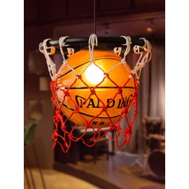 MORE CHANGE Creative Basketball Hanging Light Fixtures Pendant Lighting Chandelier Lamps, Ceiling Lights with Glass Lampshade for Children Bedroom Reataurant Bar Shops