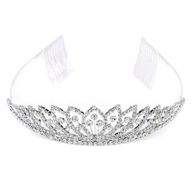 LUX ACCESSORIES Lux Bridal Crystal Rhinestone Tiara Crown