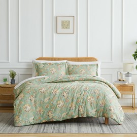 Southshore Fine Living, Inc. Oversized Floral Queen Duvet Cover Set Durable, Fade Resistant Zipper Closure Includes 2 Pillow Shams Machine Washable Queen Comforter/Duvet Cover, Jacobean Willow Green