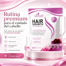 Suplemento Cabello En Gomitas 60 Piezas Uso Diario Adultos