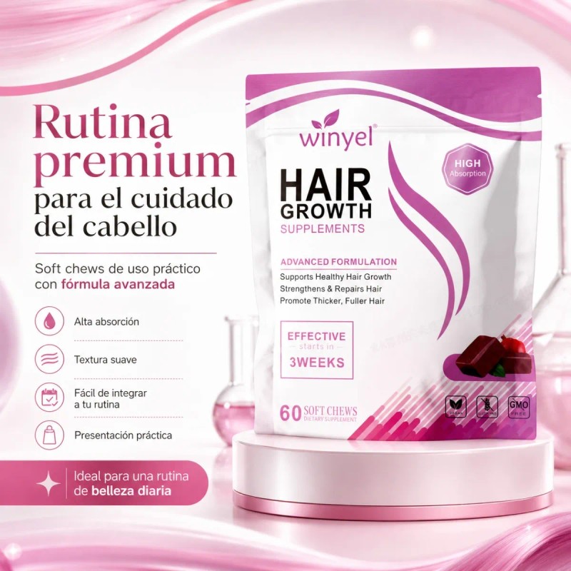 Suplemento Cabello En Gomitas 60 Piezas Uso Diario Adultos