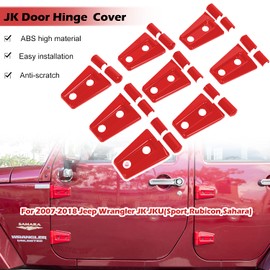 Red Door Hinge Cover Trim Exterior Accessories for 2007-2018 Jeep Wrangler JK JKU 2&4 Door - 8PCS