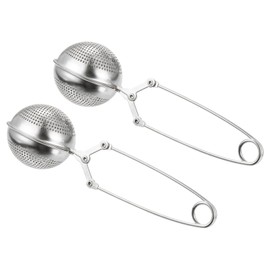 QUARKZMAN Snap Tea Ball Infuser with Handle, Loose Tea Steeper, Stainless Steel Tea Strainer for Brewing Loose Leaf Tea, Silver, Pack of 2