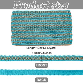 WEBEEDY 12m Blue Braid Trim Polyester Woven Braid Trim Upholstery Trim Centipede Decorative Gimp Trim for Sewing, Sofa Pillow Cover Edge Decoration, Wedding Supplies, Gift Wrapping,15mm Width