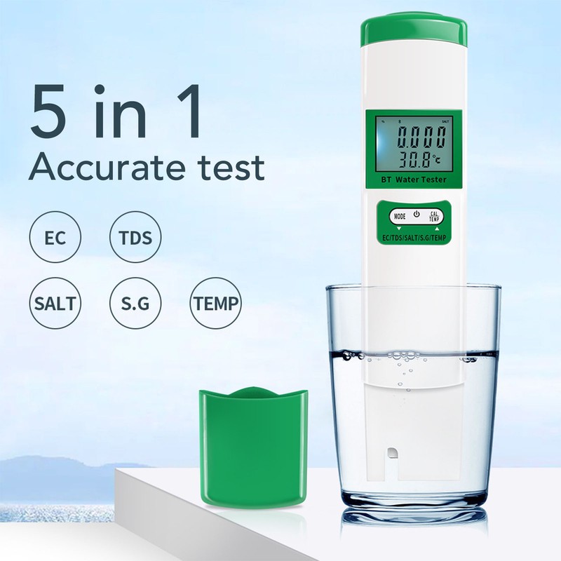Bluetooth Water Tester EC TDS SALT S.G TEMP 5 in