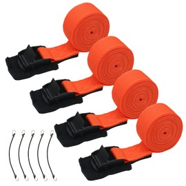 Pack of 4 Tie Down Straps 2.5 cm x 2.5 m, Lashing Straps with Clamping Lock Padding, 250 kg Load Capacity, Mounting Strap Set Including Five Tensioning Bands for Bicycle Cars, Motorcycles, Cars