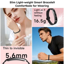 CNBRO Smart Bracelet Fitness Tracker Heart Rate Monitor Sleep Activity Tracker Step Counter Calories Pedometer Waterproof Slim Thin Health Band for Women Ladies Men, Free App, 2 Bands