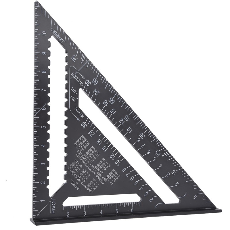 12 inch Black Aluminium Right Angle Triangle Ruler Rustproof Protractor