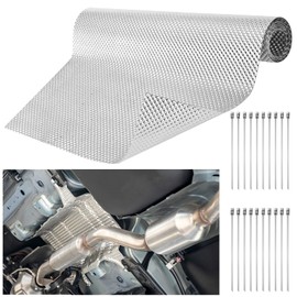 UNIFAMILY Embossed Exhaust Heat Shield Automotive, 12" x 39" Aluminum Exhaust Heat Wrap with 20 Pcs Cable Metal Zip Ties, Exhaust Wrap Heat Barrier Shield, Heat Wrap for Exhaust pipes